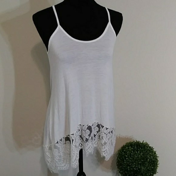 Blu Planet Tops - Blu Planet Hi-Lo White Tank Top